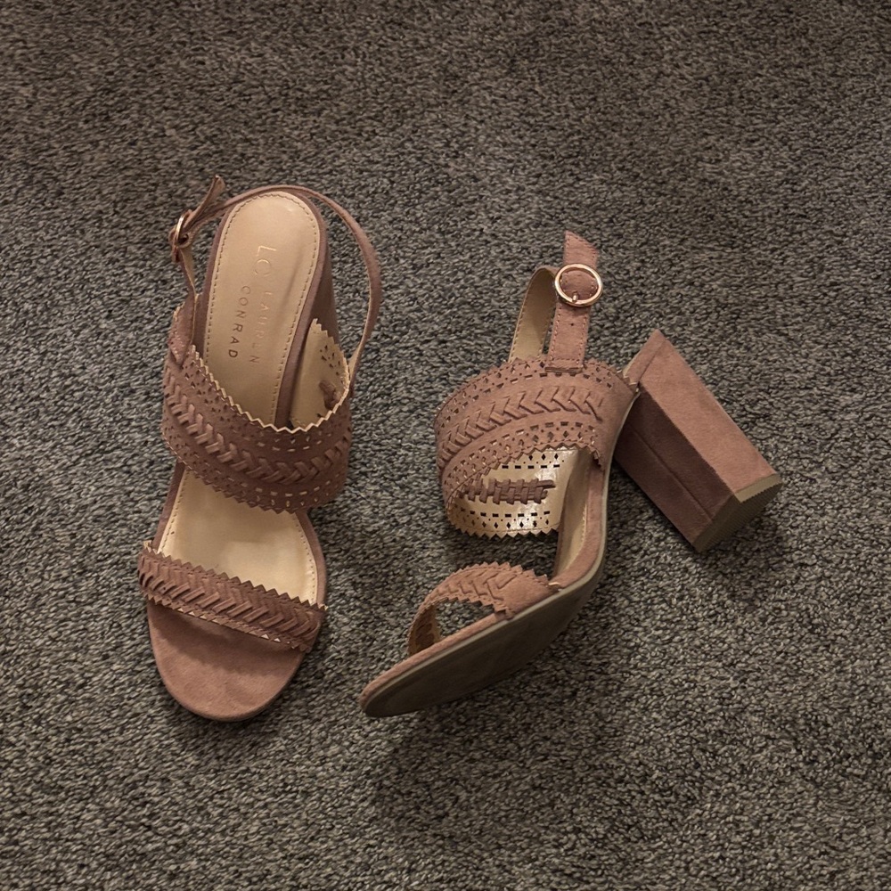 LC Lauren Conrad Mauve Braided Heels